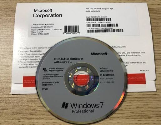 คอมพิวเตอร์ Windows 7 Professional Box โฮโลแกรม COA Win 7 Pro Oem Key