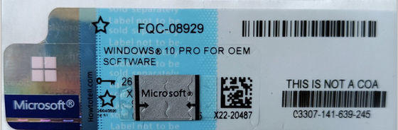 รหัสผลิตภัณฑ์การเปิดใช้งาน Windows 10 Pro Coa Sticker ออนไลน์ของแท้