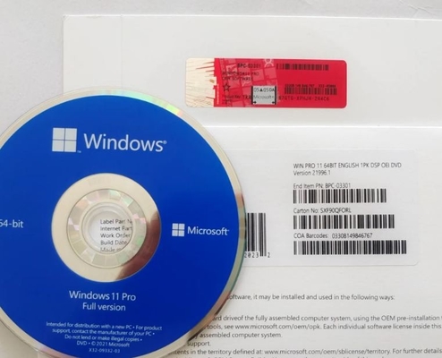 Coa Sticker Dvd Box รหัสเปิดใช้งาน Windows 11 Pro ดั้งเดิม